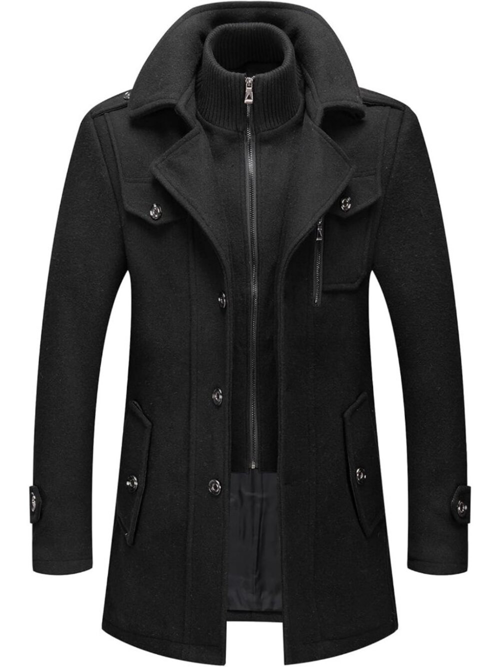 Men's Wool Blend Winter Trench Coat | Stylish Single Breasted Pea Coat